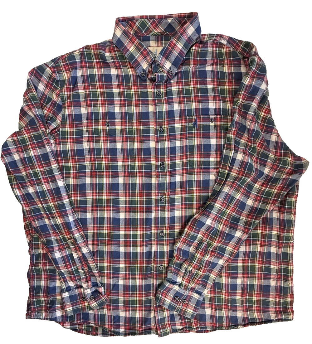 Johnnie-O Hangin Out flannel shirt Cayenne Wake 2XL Tartan Plaid Coastal Preppy